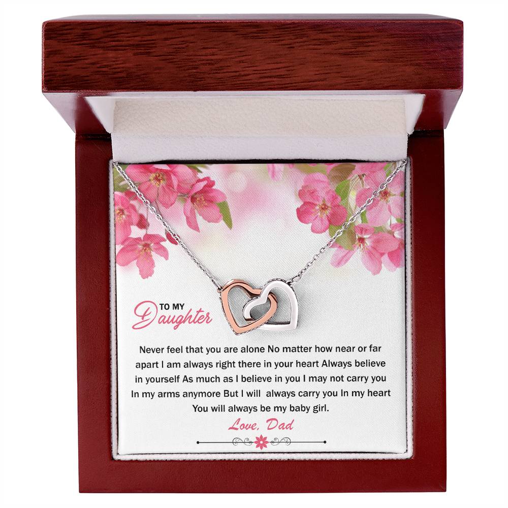 To My Daughter - I Will Always Carry You In My Heart - Necklace Interlocking Hearts Necklace