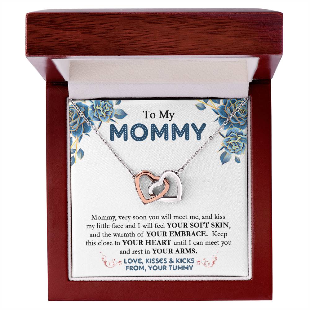 To My Mommy - From Your Tummy - Pregnancy Gift - Mother'S Day Gift - Luxury Necklace Interlocking Hearts Necklace