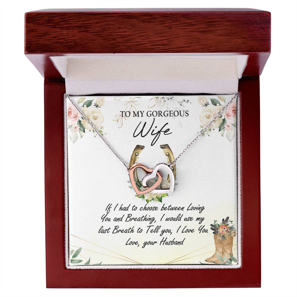 To My Gorgeous Wife Interlocking Hearts Necklace Mother'S Day Message Card