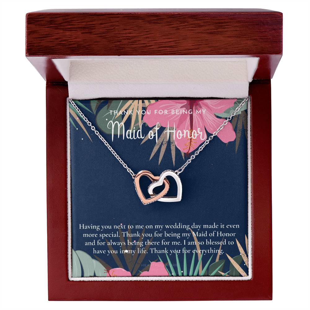 Maid Of Honor Thank You Gift From Bride Bridesmaid Gift Maid Of Honor Gift Necklace Matron Of Honor Gift Thank You Gift From Bride Interlocking Hearts Necklace