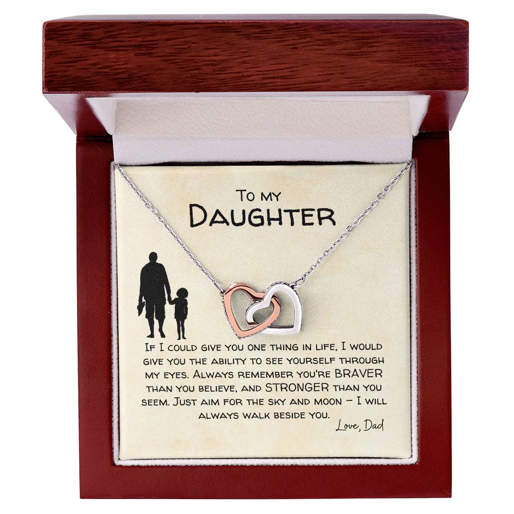 To My Daughter - Always Beside You - Necklace Interlocking Hearts Necklace