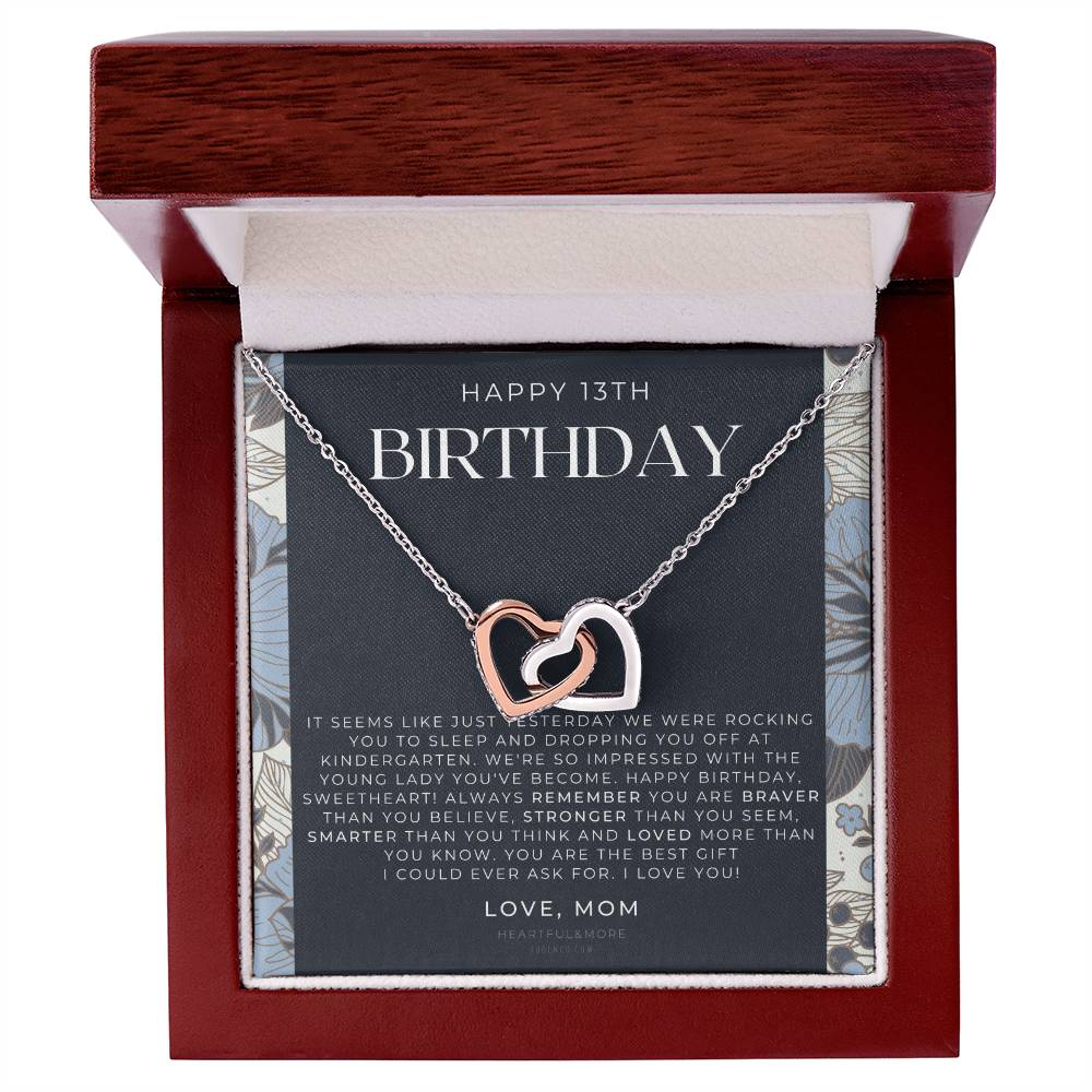 Gift For 13 Year Old Girl Gifts 13Th Birthday Girl 13Th Birthday Gift Thirteenth Birthday Necklace Teen Birthday Gift Official Teenager Interlocking Hearts Necklace