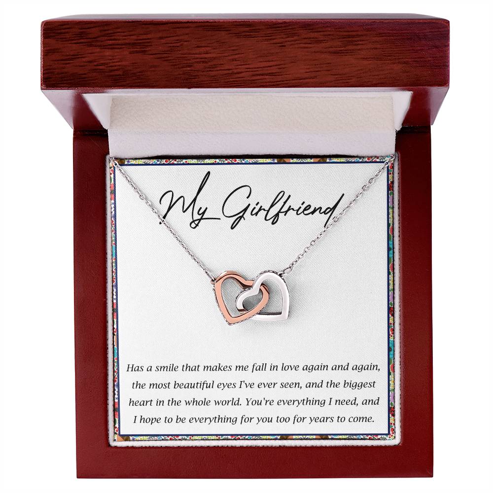 My Girlfriend Interlocking Hearts Necklace Message Card