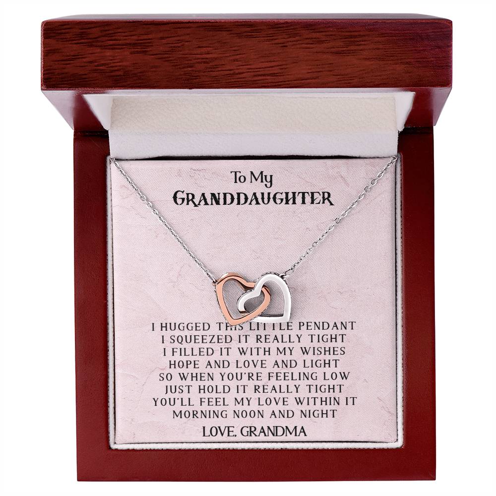 To My Granddaughter - Love Grandma - Interlocking Heart Necklace Interlocking Hearts Necklace