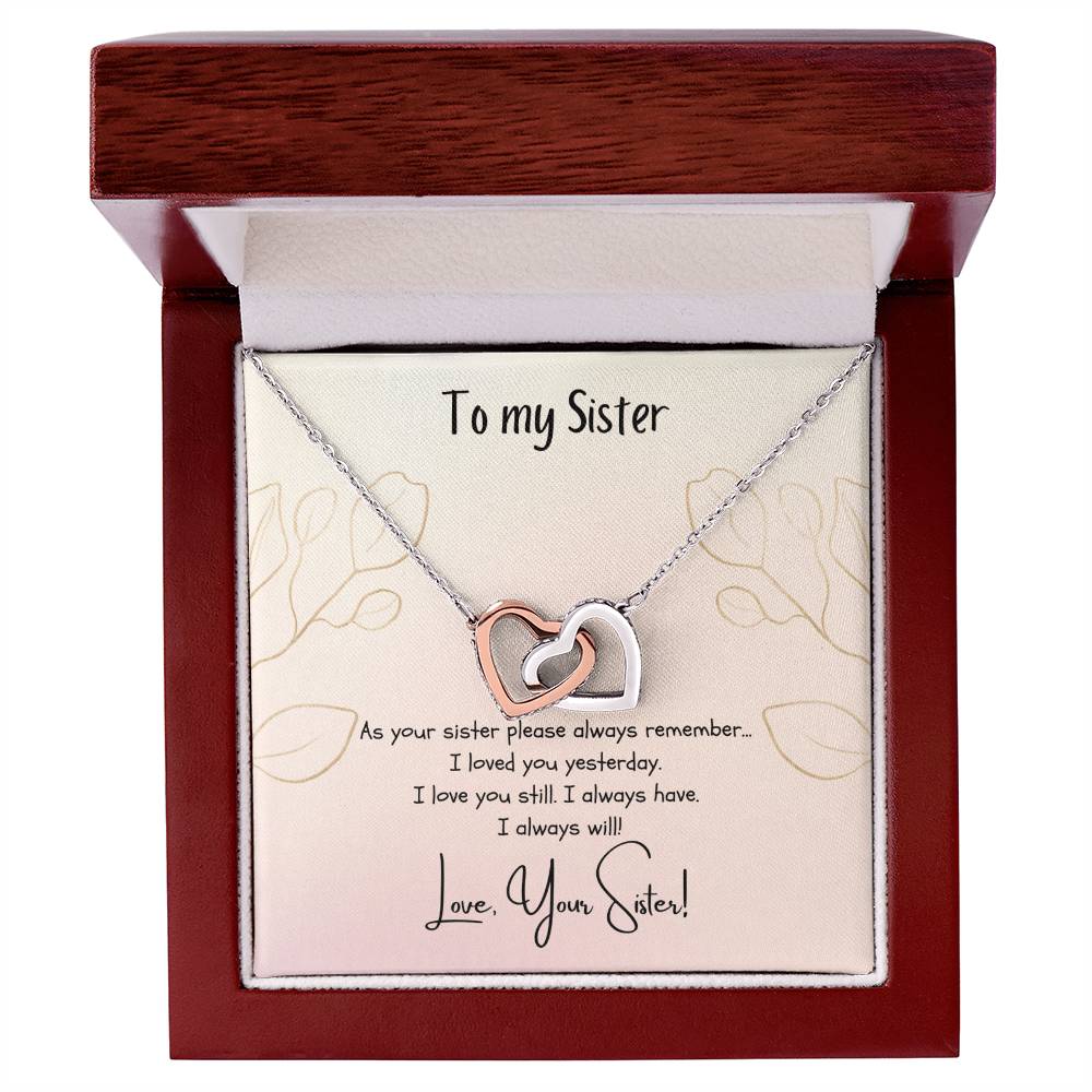 To My Sister Interlocking Hearts Necklace