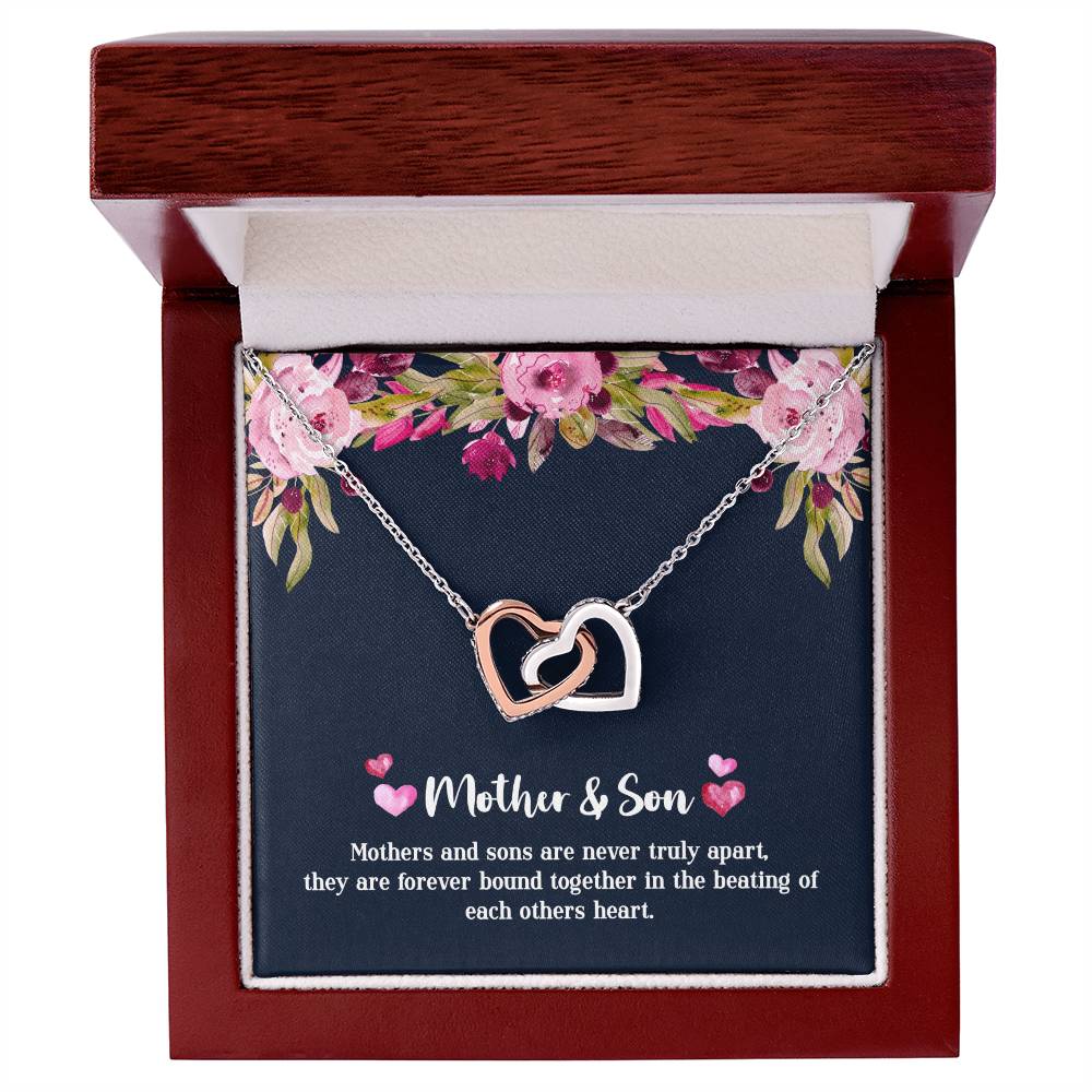 Mother & Son - Never Truly Apart Interlocking Hearts Necklace