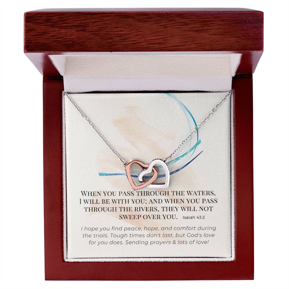 Scripture Encouragement Interlocking Hearts Necklace Isaiah 432 Cream Brush