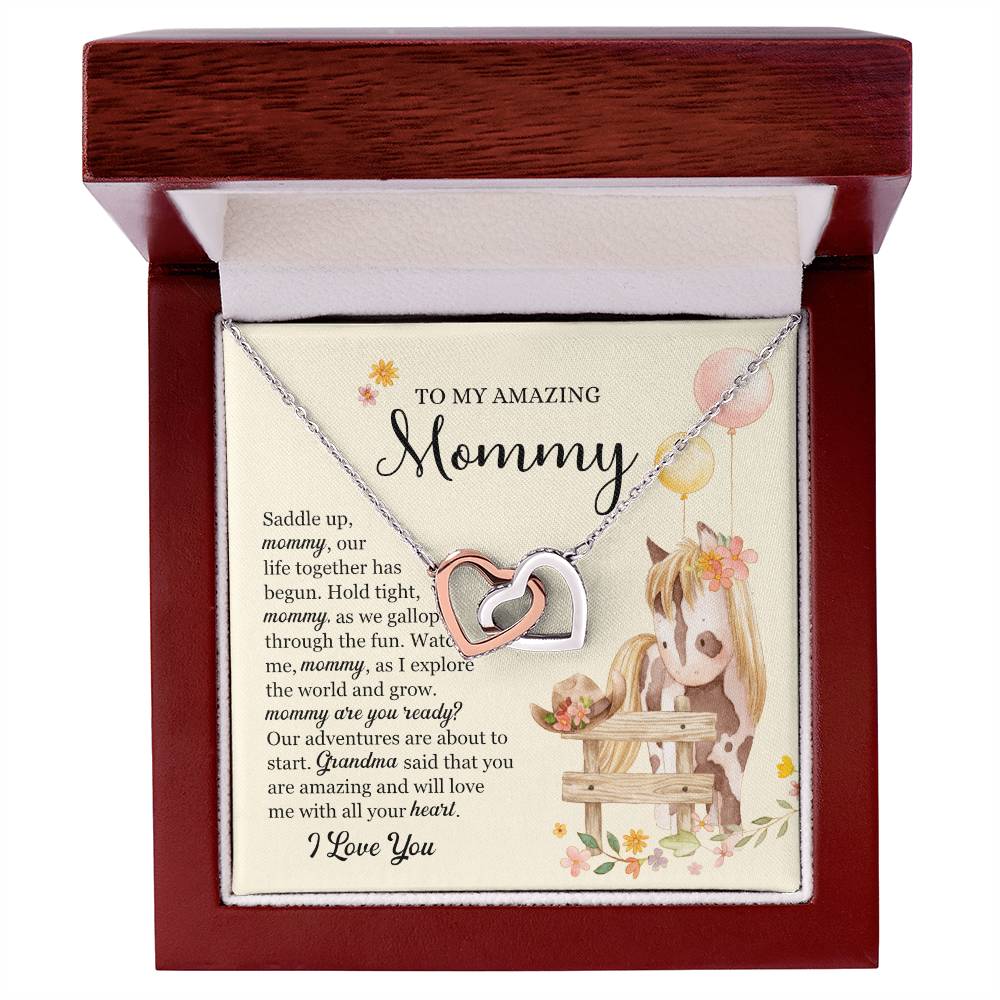 Saddle Up Amazing Mommy Necklace Interlocking Hearts Necklace