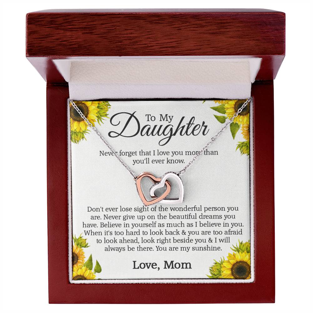 To My Daughter - Never Forget That I Love You More Than You'Ll Ever Know Interlocking Hearts Necklace