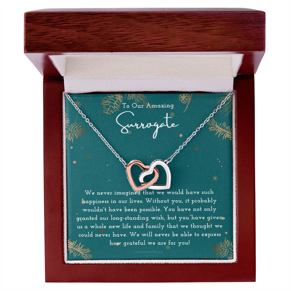 Surrogate Appreciation Gift Surrogate Gift Surrogate Gift With Message Card Surrogate Transfer Day Thank You Gift Interlocking Hearts Necklace
