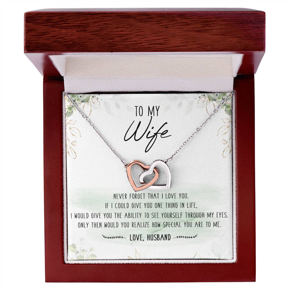 To My Wife Interlocking Hearts Necklace Message Card