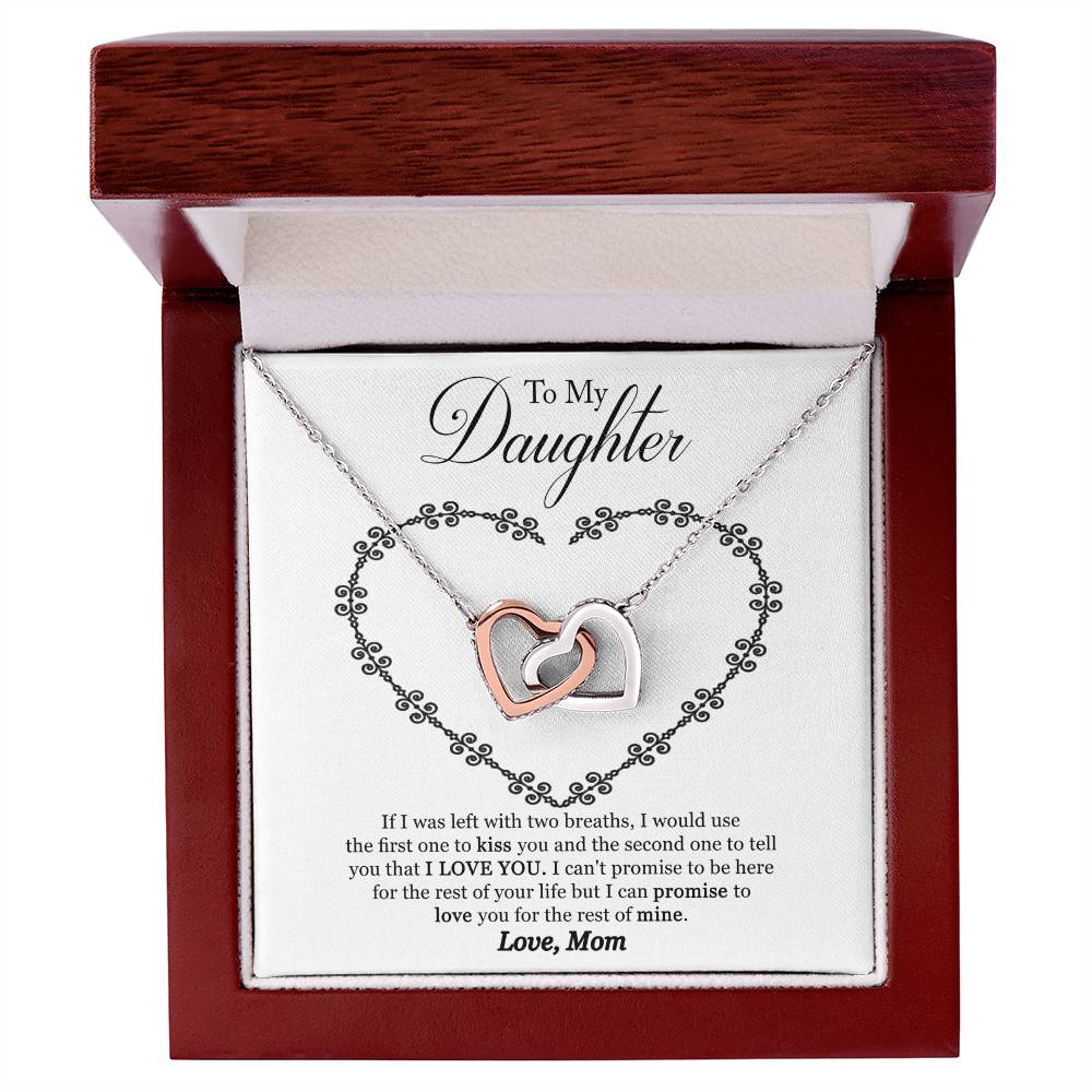 To My Daughter - I Promise To Love You For The Rest Of My Life Interlocking Hearts Necklace