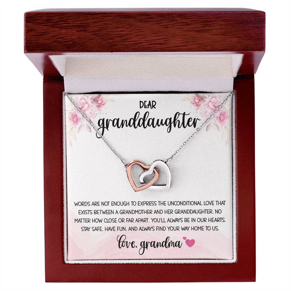 Dear Granddaughter From Grandma Interlocking Hearts Necklace