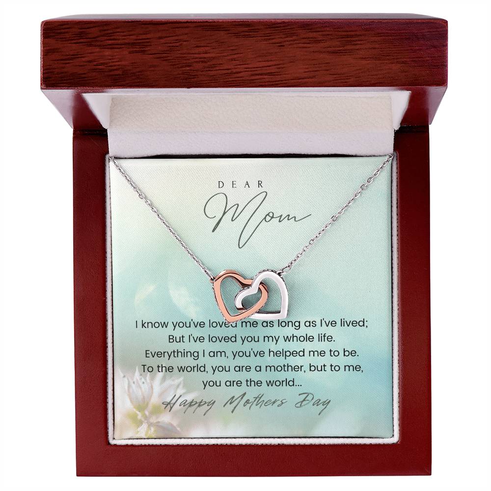Happy Mothers Day Mom Double Heart Necklace Interlocking Hearts Necklace