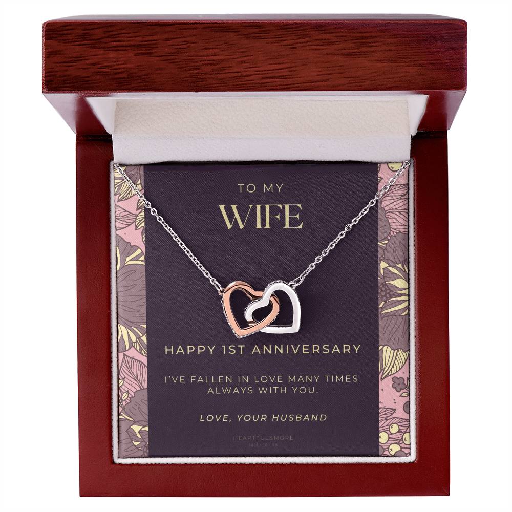 1 Year Anniversary Gift For Wife 1 Year Anniversary Gifts 1 Year Wedding Anniversary Gift Ideas 1St Wedding Anniversary Gift For Her Interlocking Hearts Necklace