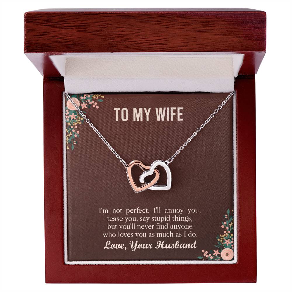 Husband To Wife - I'M Not Perfect Interlocking Hearts Necklace
