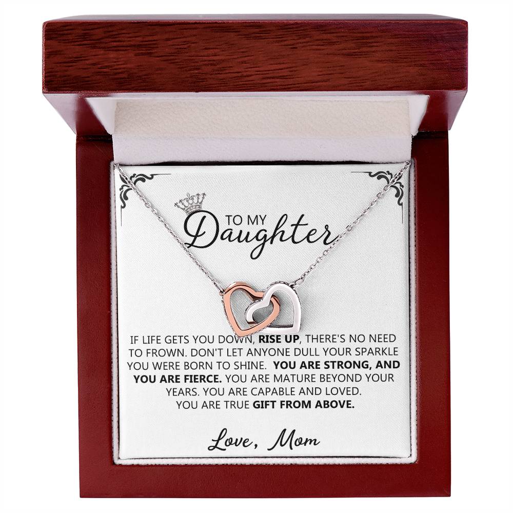 To My Daughter - Unique Interlocking Hearts Binding Necklace Gift Set Interlocking Hearts Necklace