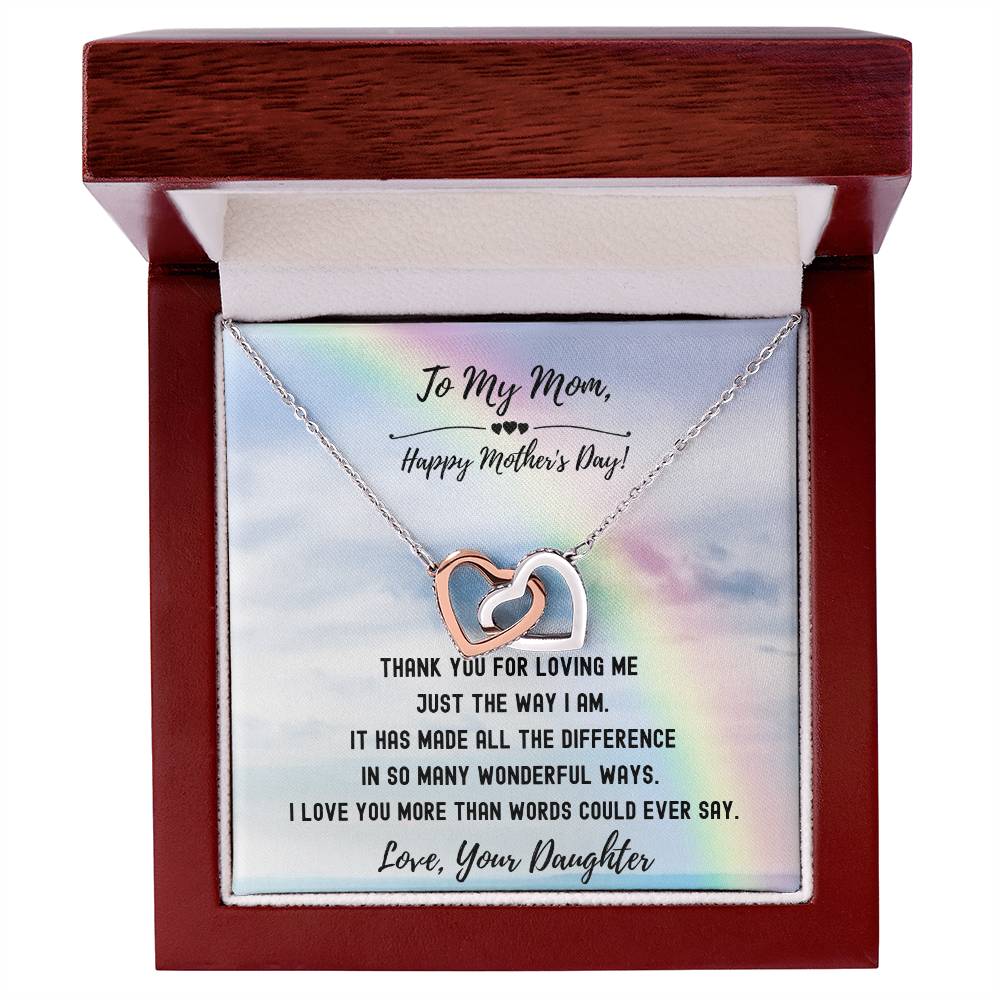 Thank You For Loving Me Mom - Hearts Necklace Interlocking Hearts Necklace