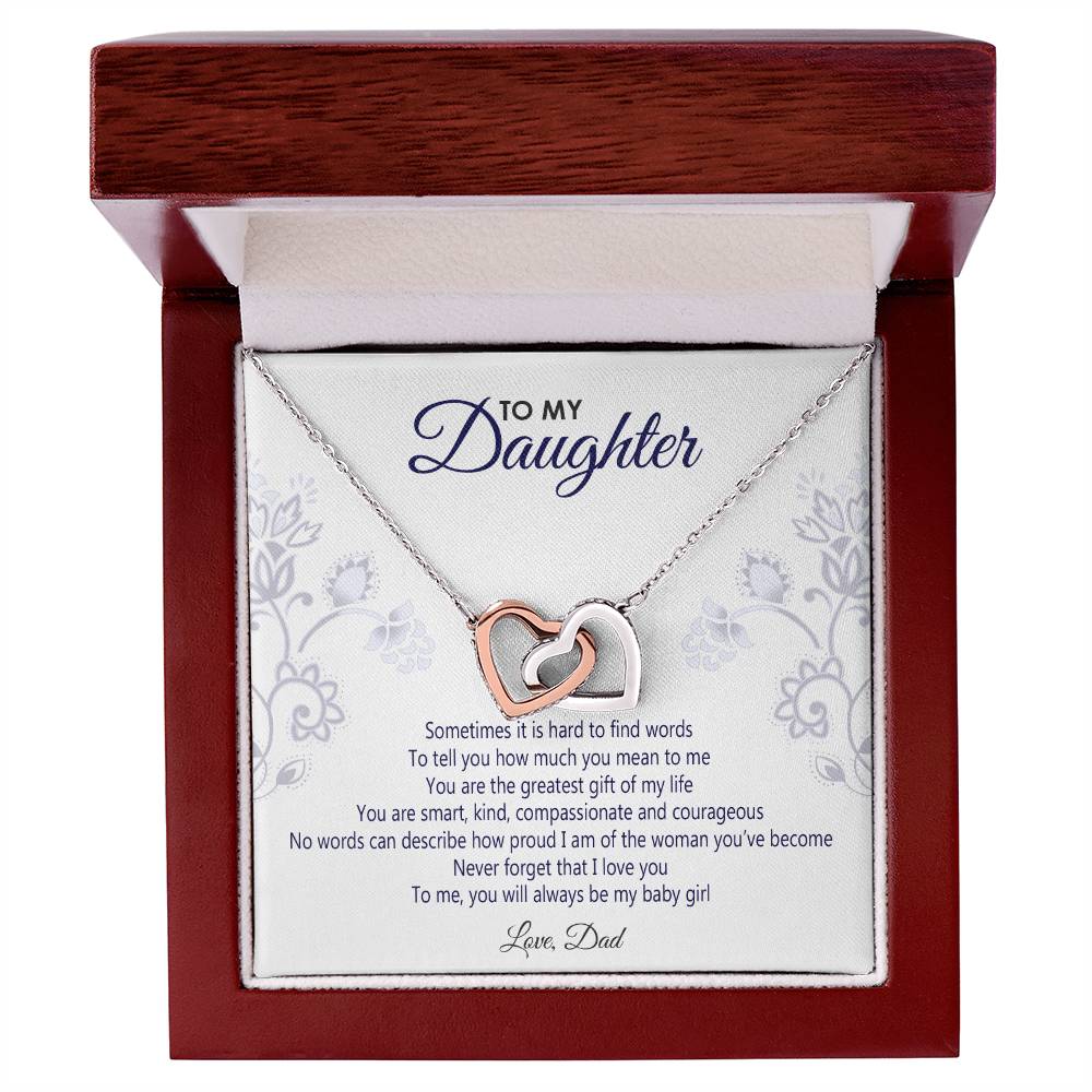 To My Daughter - You Will Always Be My Baby Girl Interlocking Hearts Necklace