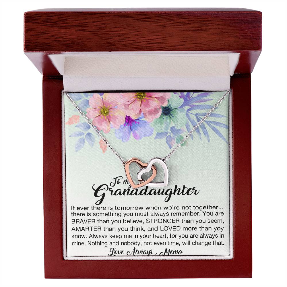 To My Granddaughter Love Always Mema Interlocking Hearts Necklace