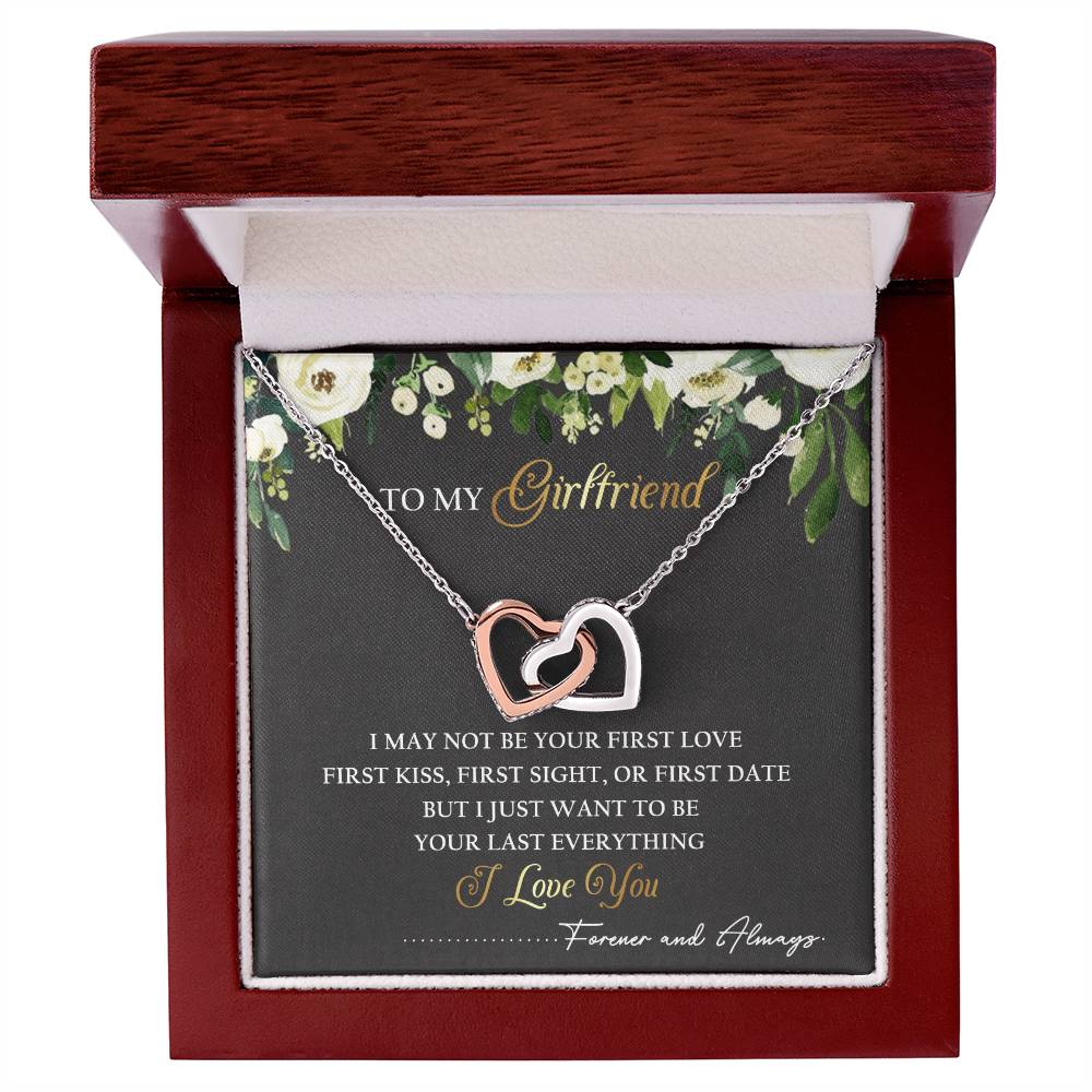 To My Girlfriend Interlocking Hearts Necklace Message Card