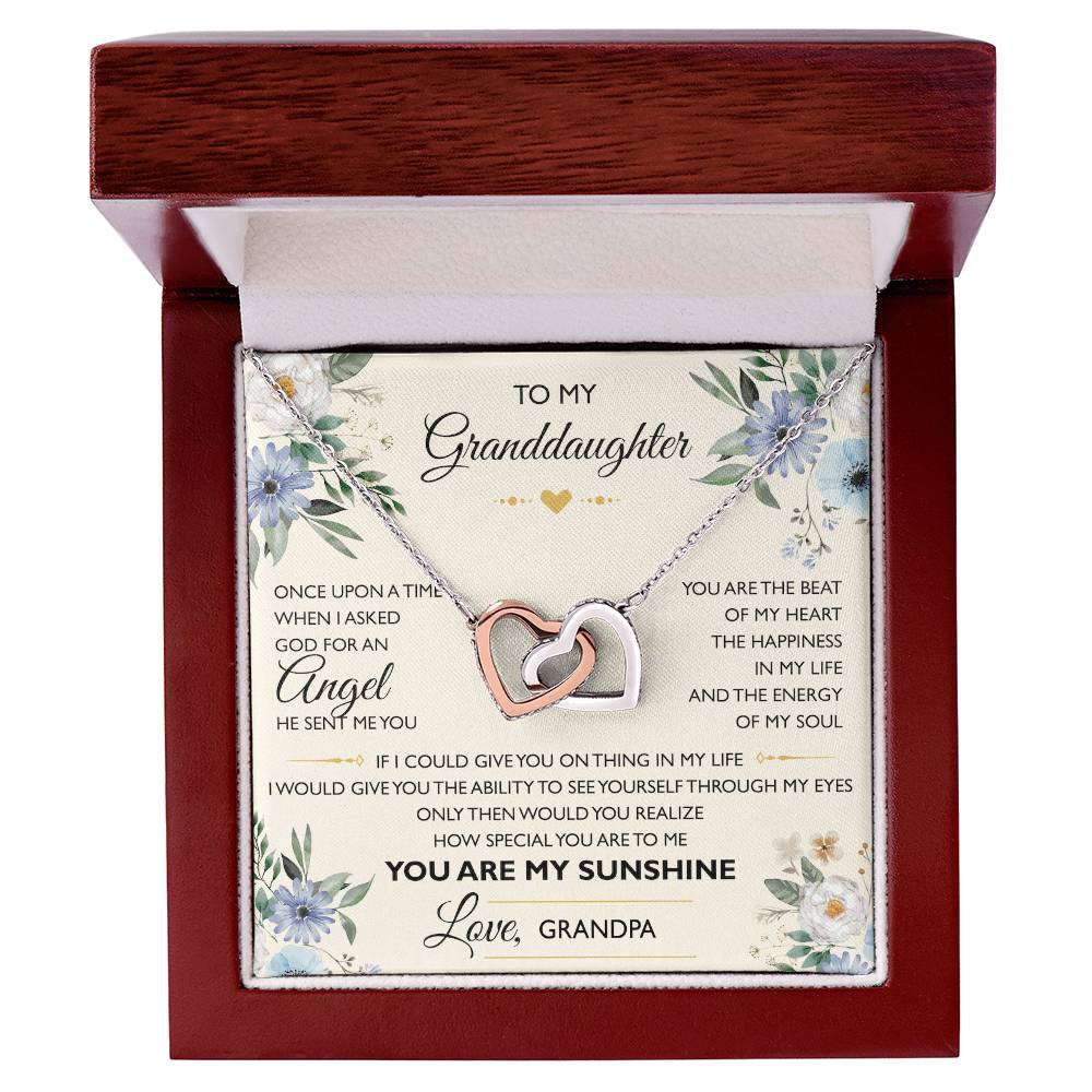 To My Granddaughter From Grandpa - Interlocking Heart Necklace Interlocking Hearts Necklace