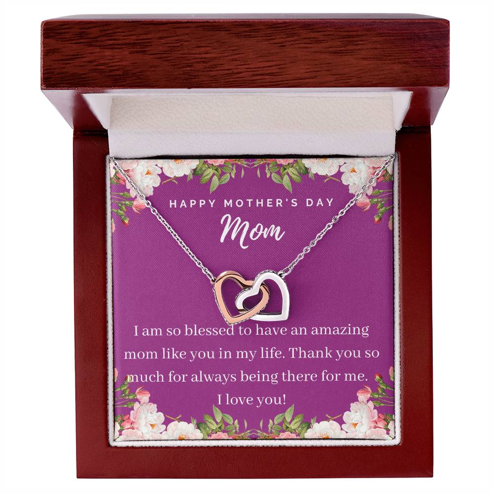 Happy Mother'S Day Mom - Interlocking Hearts Necklace