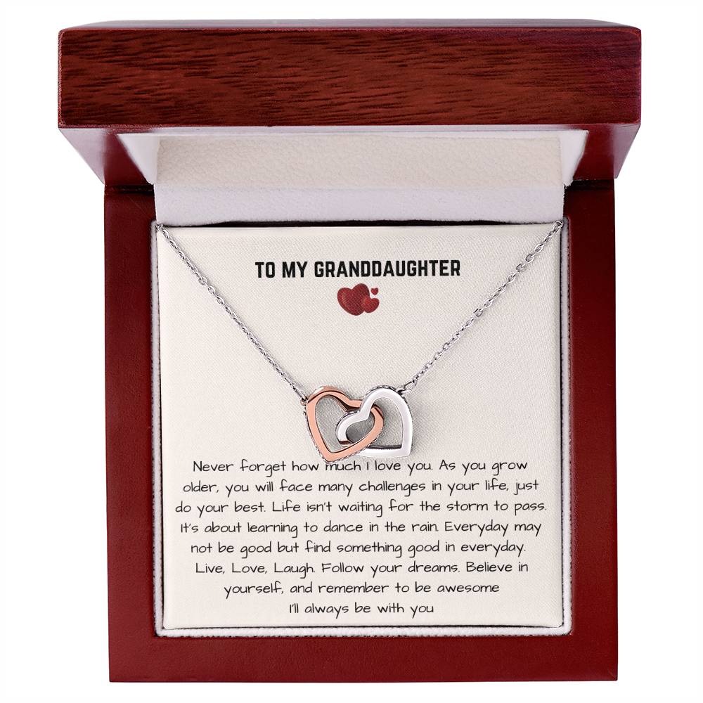 To My Granddaughter - I'Ll Always Be With You - Interlocking Heart Necklace Interlocking Hearts Necklace