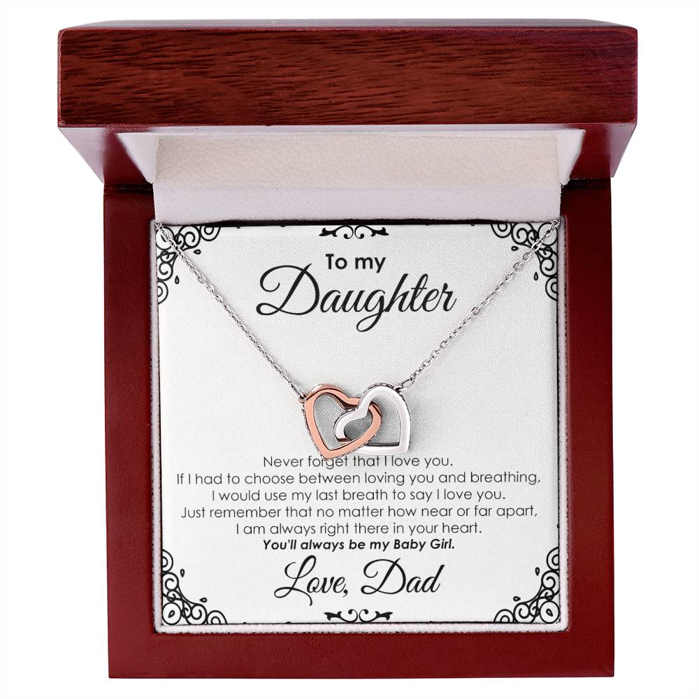 To My Daughter - Interlocking Heart Necklace Interlocking Hearts Necklace