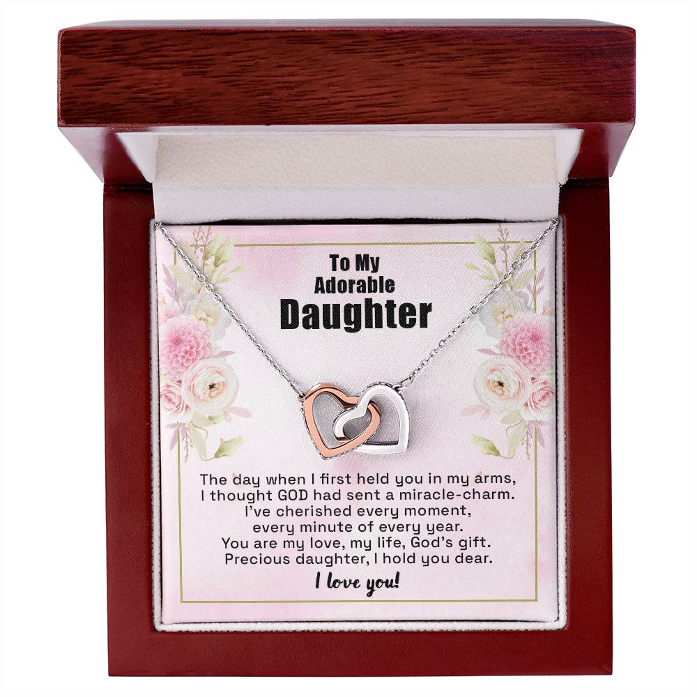 To My Adorable Daughter - I Hold Your Dear - Necklace Interlocking Hearts Necklace