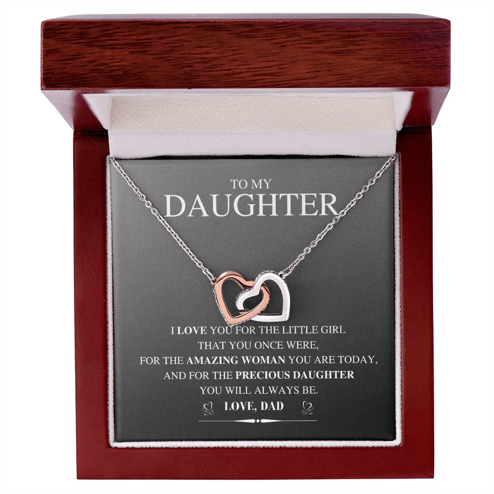 To My Daughter Necklace Gift From Dad Father Daughter Jewelry Gifts Birthday Gift For My Daughter Necklace Interlocking Hearts Necklace