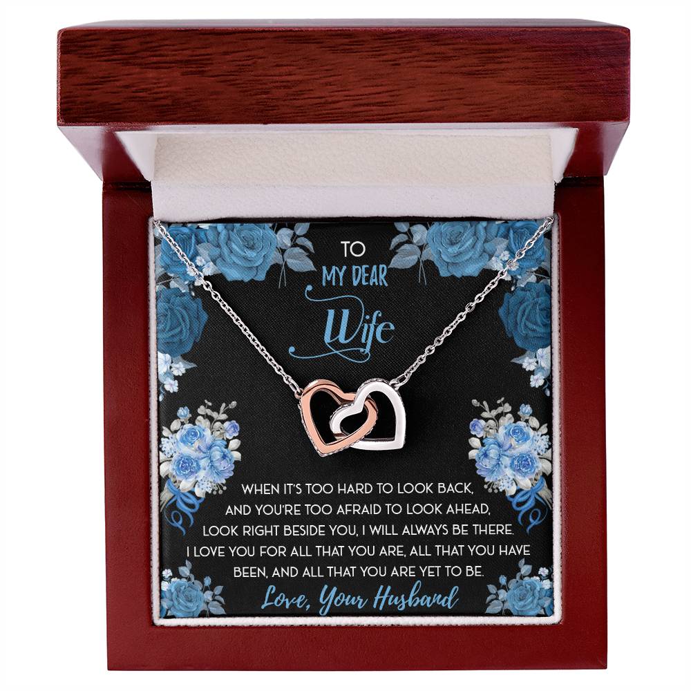 To My Dear Wife Interlocking Hearts Necklace