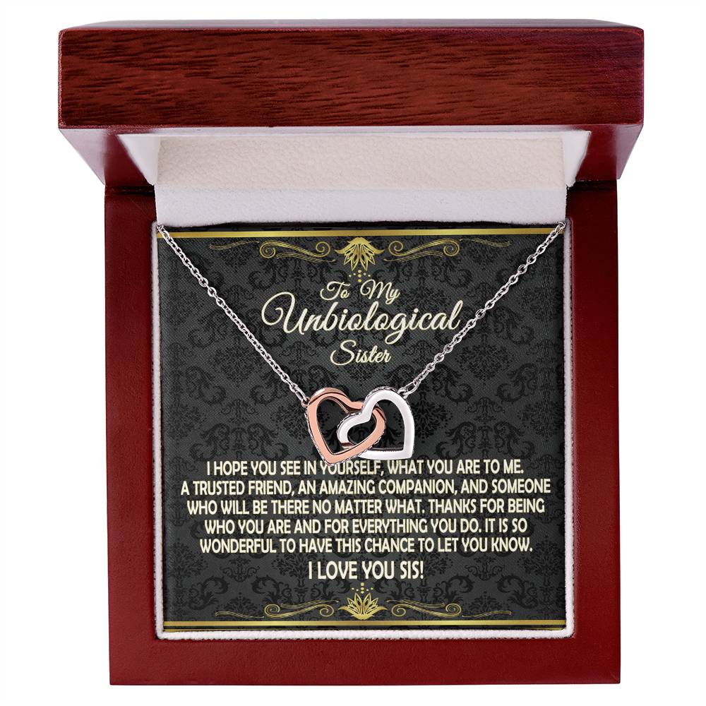 To My Unbiological Sister - Interlocking Hearts Necklace - Eudora Collection