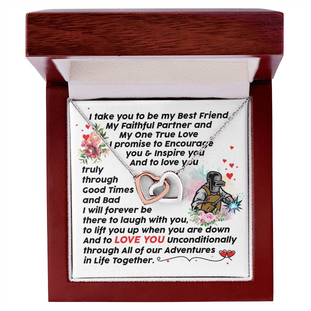 Welder'S Girl - Interlocking Heart Necklace Interlocking Hearts Necklace