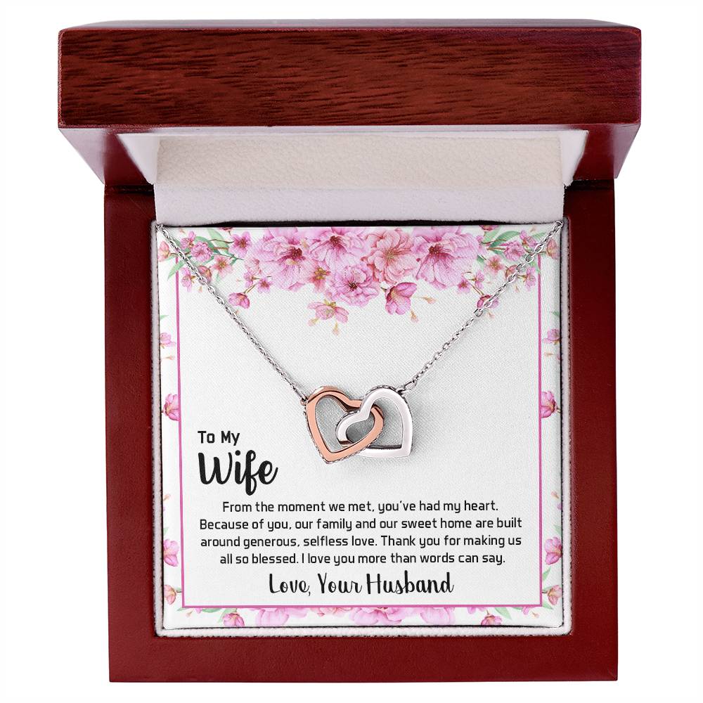 Interlocking Hearts Necklace To My Wife From The Moment We Met