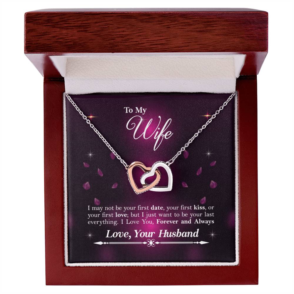 To My Wife Interlocking Hearts Necklace - Gift For Wife