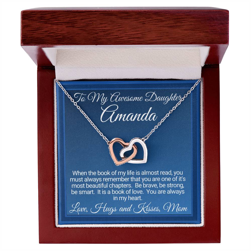 Personalized Gift For Awesome Daughter From Mom Interlocking Hearts Necklace