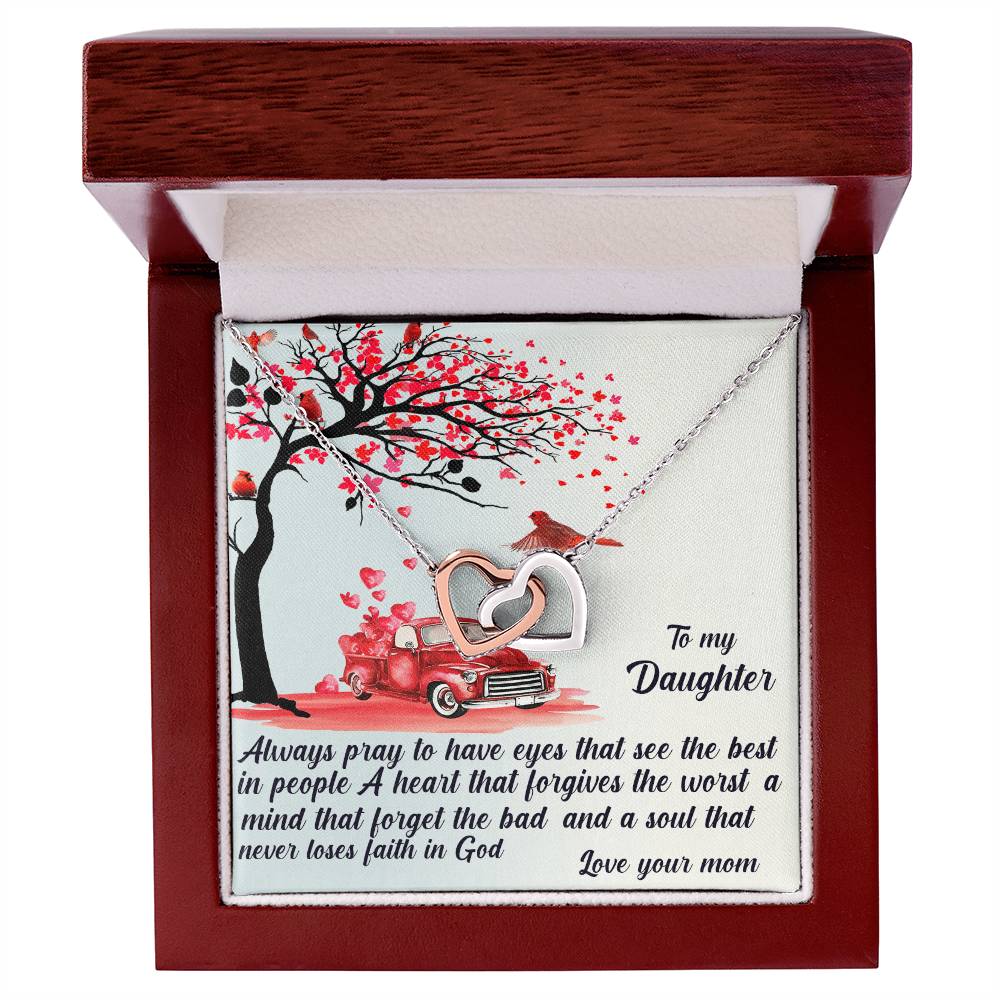 Always Pray To Have Eyes That See The Best Interlocking Hearts Necklace