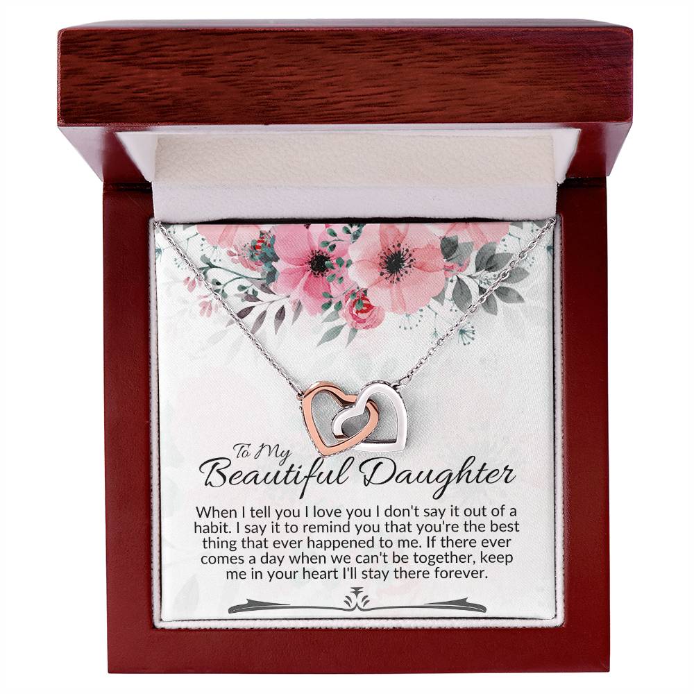 Interlocking Heart Necklace-To My Beautiful Daughter Interlocking Hearts Necklace