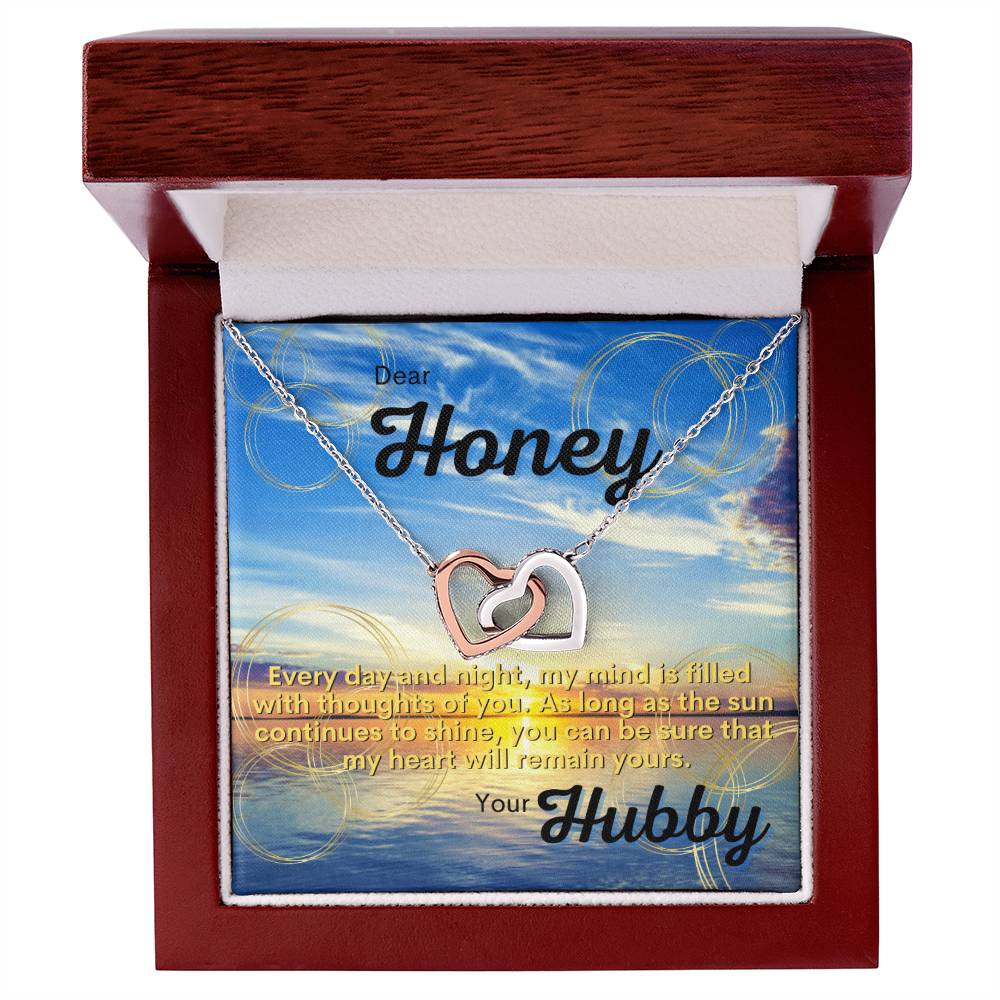 Husband To Wife Gift Partner Bae Girlfriend Significant Other. As Long As The Sun Continues To Shine You Can Be Sure That My Heart Will Remain Yours. Interlocking Hearts Necklace