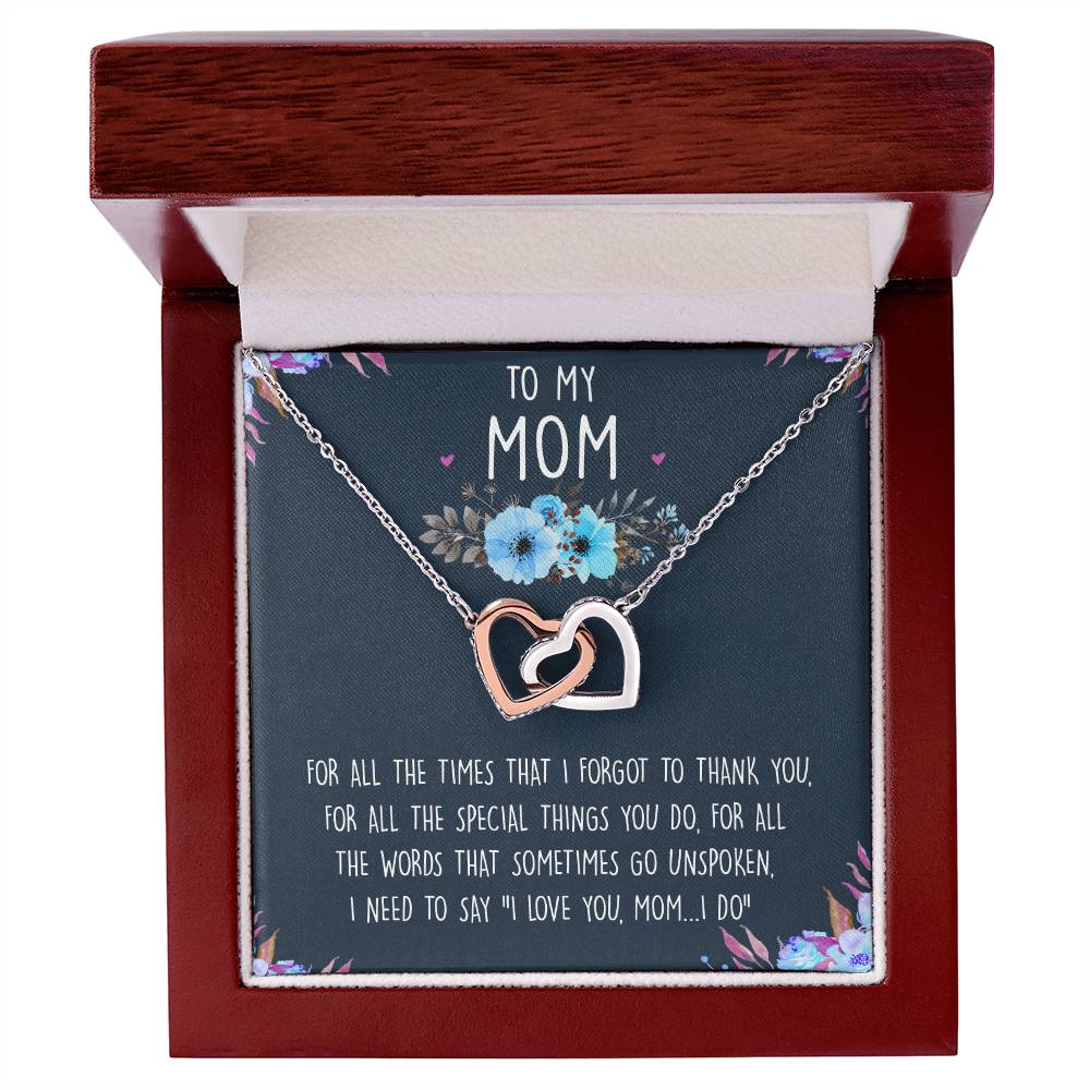 To My Mom Interlocking Hearts Necklace Message Card