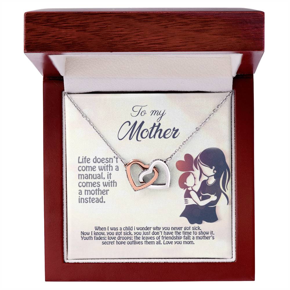 Life Doesn'T Come With A Manual It Comes With A Mother Interlocking Hearts Necklace