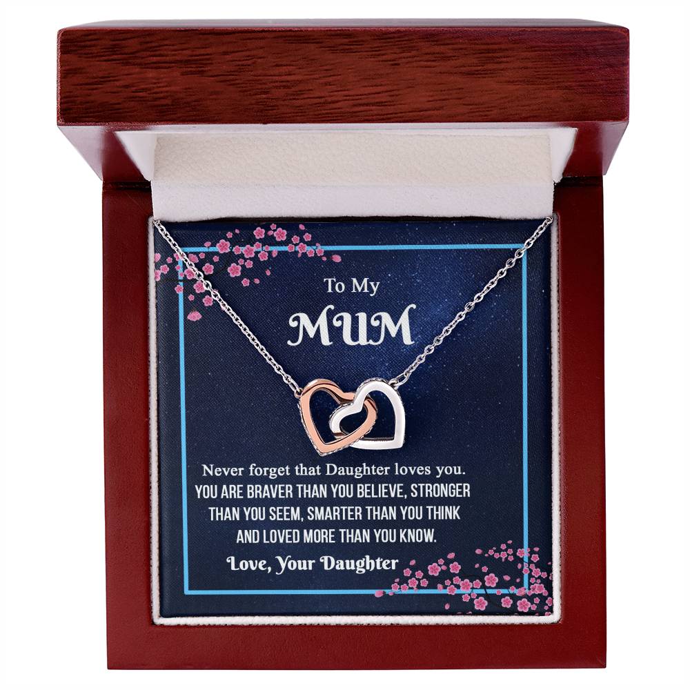 To My Mum- Mother'S Day Interlocking Necklace Interlocking Hearts Necklace
