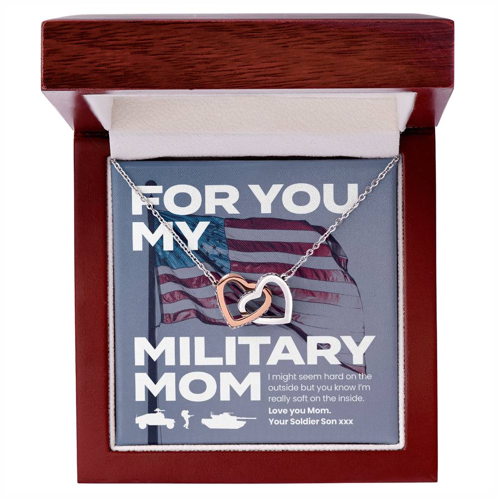 Soldier Son To Mom Double Heart Necklace Made In 🇺🇸 Interlocking Hearts Necklace