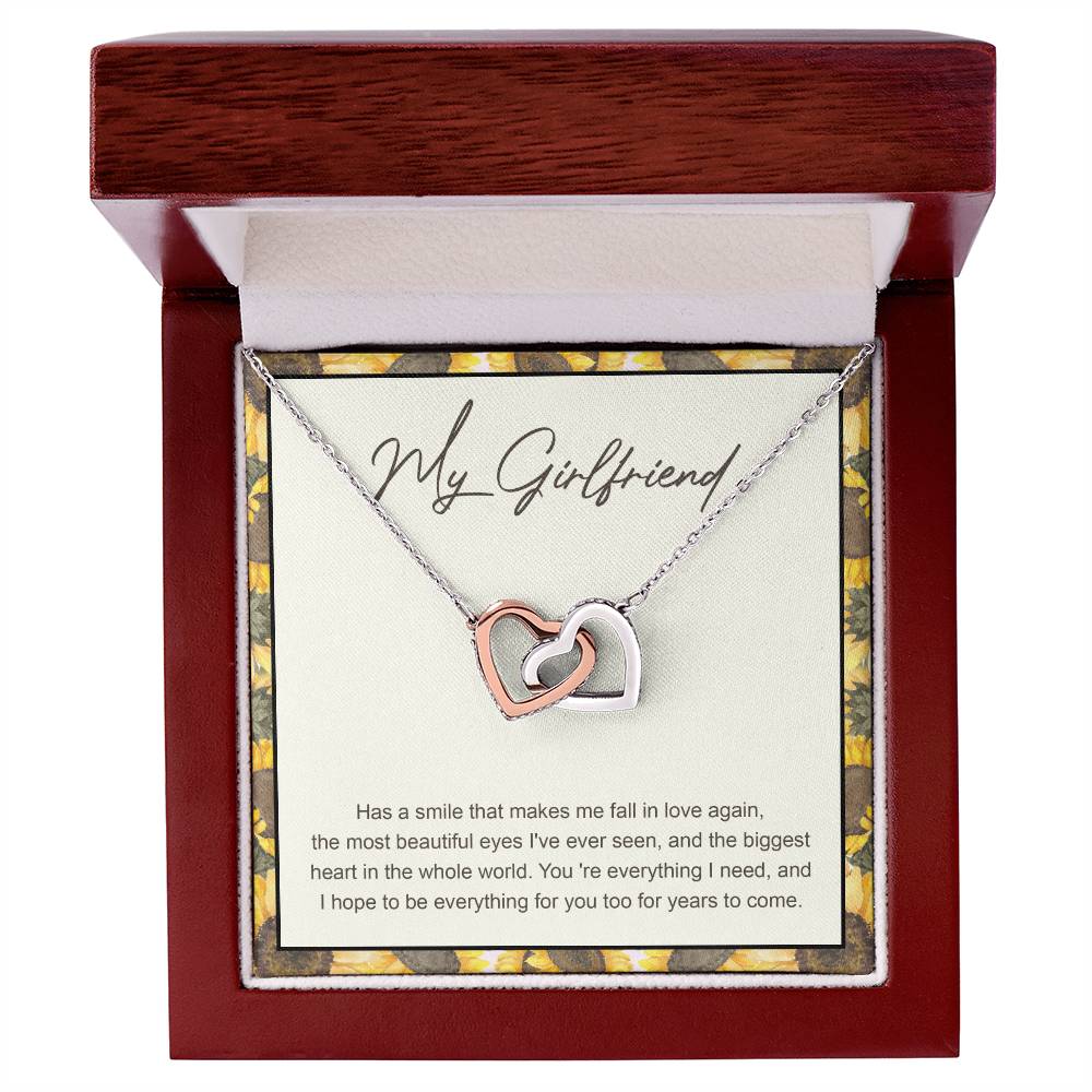My Girlfriend Interlocking Hearts Necklace Message Card
