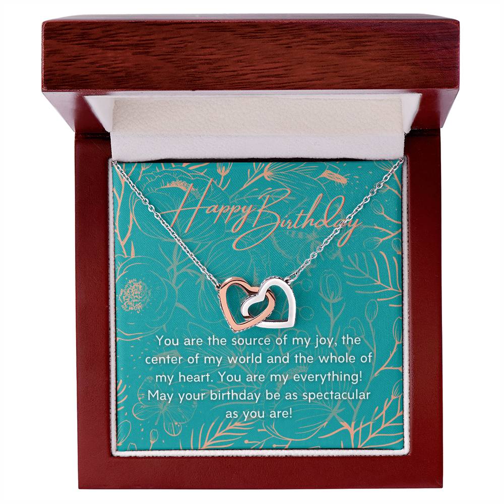 To My Daughter Happy Birthday - Connected Hearts Interlocking Hearts Necklace