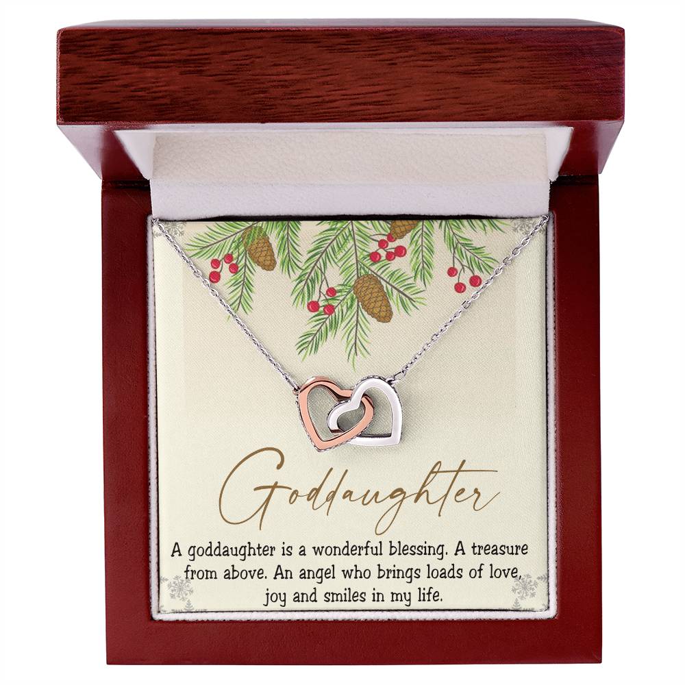 Goddaughter Interlocking Hearts Necklace Message Card