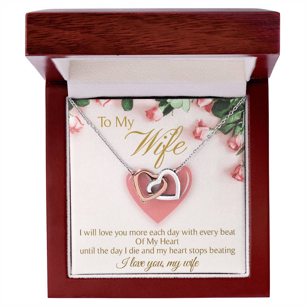To My Wife Interlocking Hearts Necklace Message Card