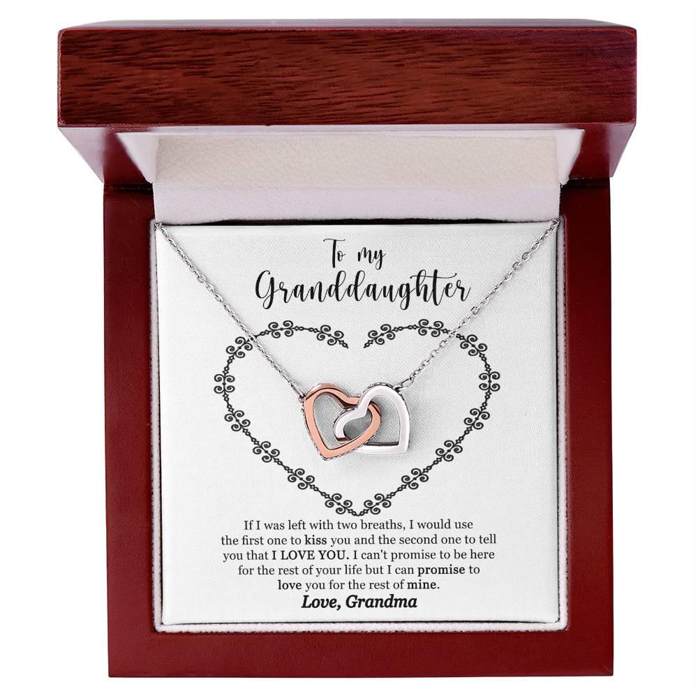 To My Granddaughter - I Promise To Love You For The Rest Of My Life Interlocking Hearts Necklace