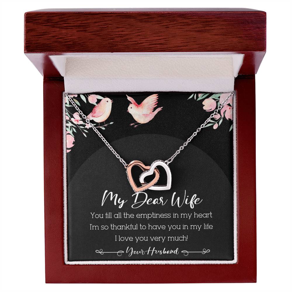 My Dear Wife Interlocking Hearts Necklace Message Card